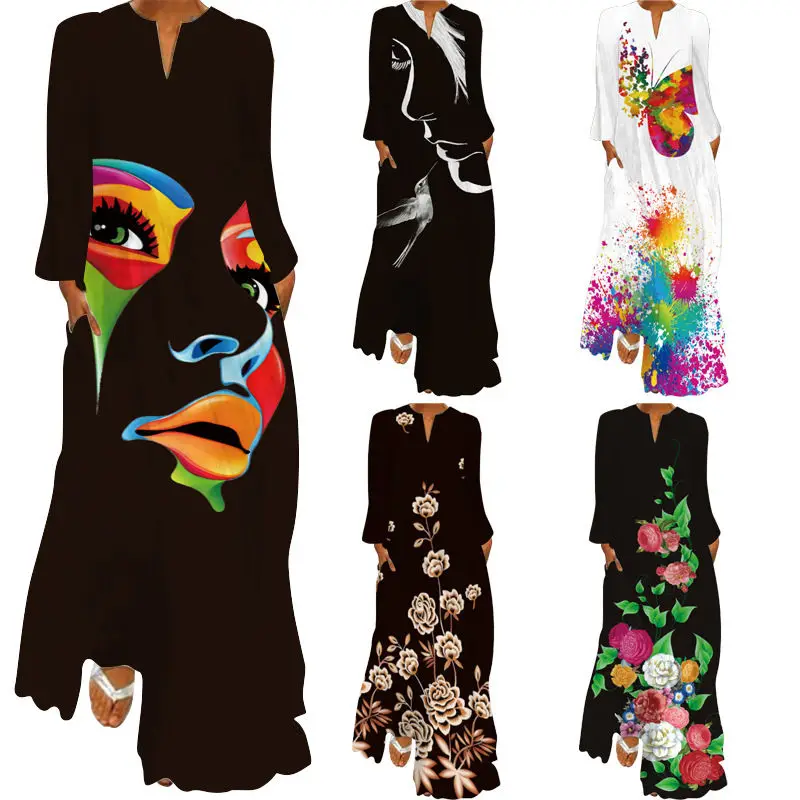 2022 Face Print Black Dress Elegant Casual Retro Dress Women Summer Beach Girls Long Dress Women Y2K
2022 Face Print Black Dress Elegant Casual Retro Dress Women Summer Beach Girls Long Dress Women Y2K