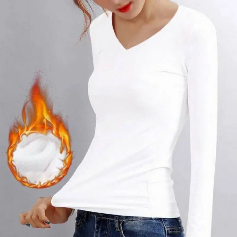 Thermal Underwear Women Seamless Bottoming Shirt Solid Color Long-Sleeved T-Shirt Thin Velvet Heating Fiber Thermal Top T-Shirt
Thermal Underwear Women Seamless Bottoming Shirt Solid Color Long-Sleeved T-Shirt Thin Velvet Heating Fiber Thermal Top T-Shirt