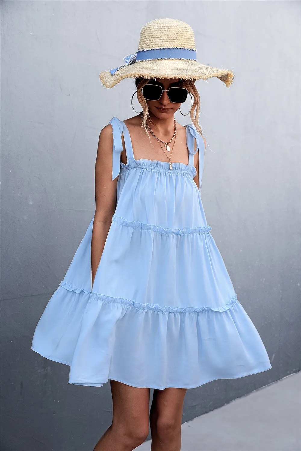 Women Sexy Spaghetti Strap Lace Up Bow A-line Loose Mini Dress Summer Ruffles Solid Casual Patchwork Cake Party Holiady Vestidos
Women Sexy Spaghetti Strap Lace Up Bow A-line Loose Mini Dress Summer Ruffles Solid Casual Patchwork Cake Party Holiady Vestidos