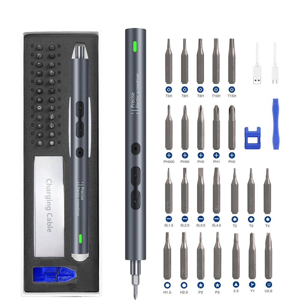 Precision Electric Screwdriver 24 Pcs S2 Alloy Steel Bit Screwdrivers Type-C Fast Charging Screwdriver Set Repair Power Tools
Precision Electric Screwdriver 24 Pcs S2 Alloy Steel Bit Screwdrivers Type-C Fast Charging Screwdriver Set Repair Power Tools