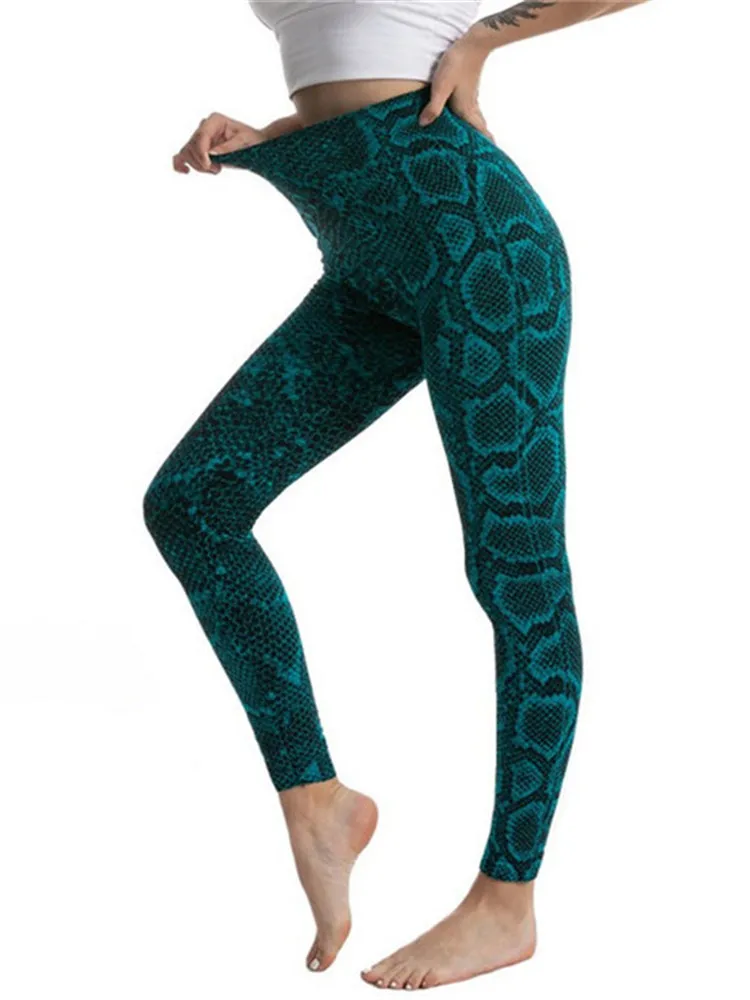 

VISNXGI Workout Tights Sport Leggings Seamless Snake Printed Womans Clothng Yoga Pants High Waist Push Up Gym Leggins Dropship