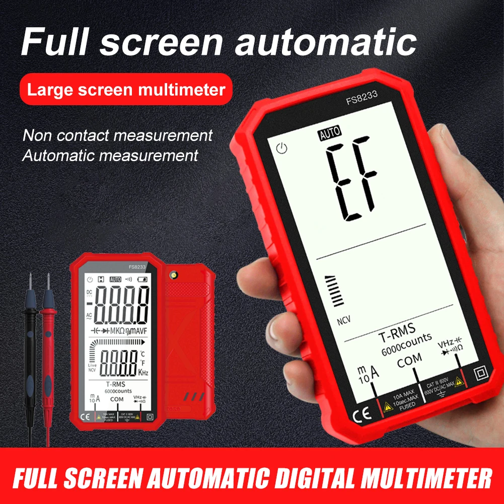 Digital Multimeter T-RMS 6000 Counts LCD Color Display Auto Ranging DC AC Voltage Detection Diode Capacitance Live Wire Tester
Digital Multimeter T-RMS 6000 Counts LCD Color Display Auto Ranging DC AC Voltage Detection Diode Capacitance Live Wire Tester