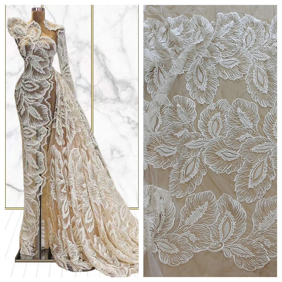 130cm Wide 1Yard High Quality Small Beads Sequins Embroidery Tulle Mesh Lace Fabric Wedding Dress Sewing Fabric
130cm Wide 1Yard High Quality Small Beads Sequins Embroidery Tulle Mesh Lace Fabric Wedding Dress Sewing Fabric