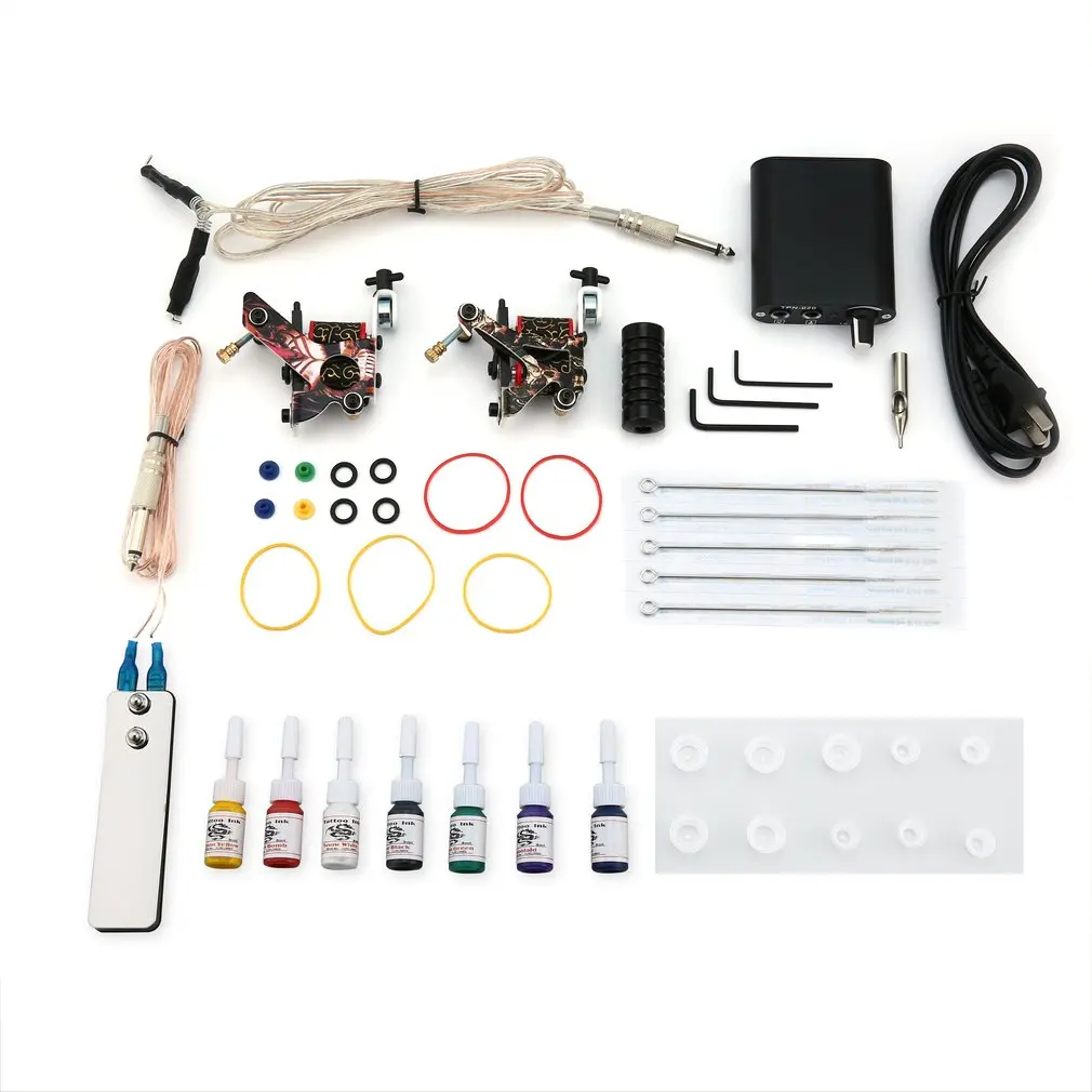 Tattoo Complete Beginner Tattoo Kit 2 Pro Machine Guns 7 Colors Inks Power Supply Needle Grips Tips Tatto Accessories
Tattoo Complete Beginner Tattoo Kit 2 Pro Machine Guns 7 Colors Inks Power Supply Needle Grips Tips Tatto Accessories