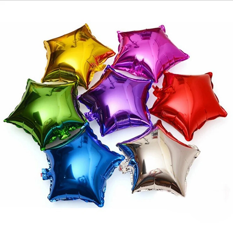 

100Pcs 5Inch Heart Star Aluminum Foil Balloons Colorful Helium Ballons Halloween Christmas Decoration Birthday Wedding Decor