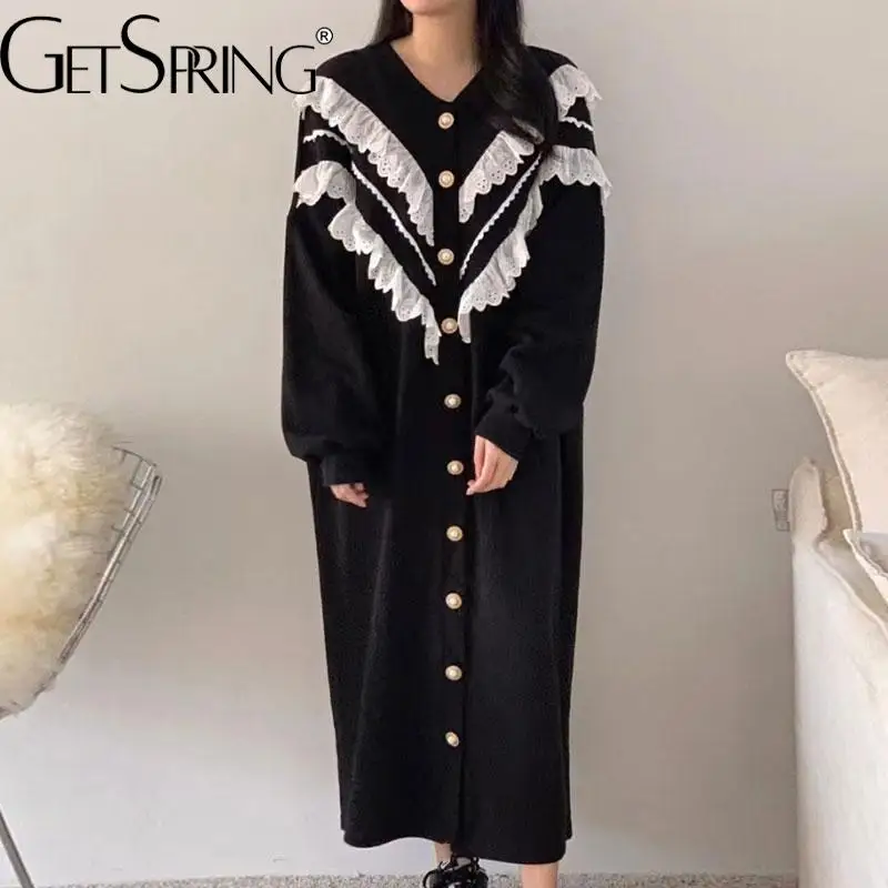 Getspring Women Dress Ruffles Patchwork Long Sleeves Hoodie Dresses Color Matching Loose Leisure Long Dresses Autumn And Winter
Getspring Women Dress Ruffles Patchwork Long Sleeves Hoodie Dresses Color Matching Loose Leisure Long Dresses Autumn And Winter