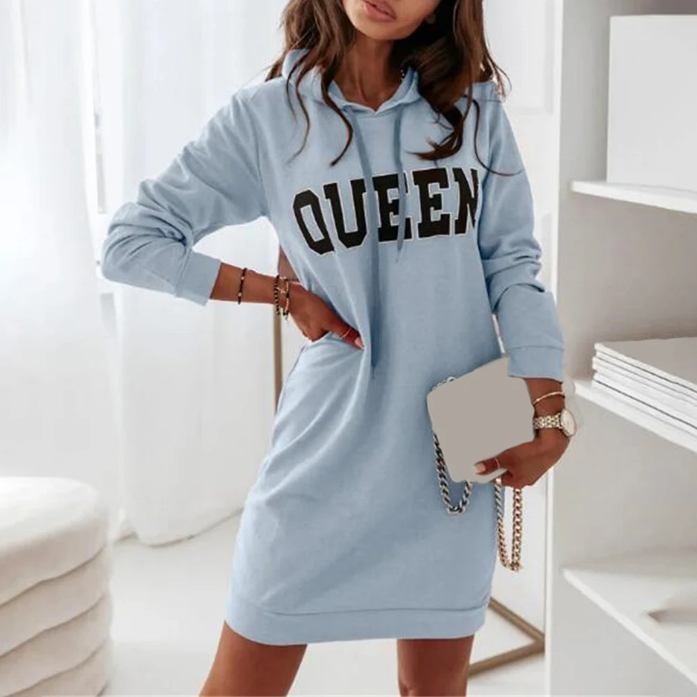 Women Autumn Knee Length Letter Print Long Sleeve Pullover Hooded Sweatshirt Dress Loose Casual Y2K Street Style Dresses Top
Women Autumn Knee Length Letter Print Long Sleeve Pullover Hooded Sweatshirt Dress Loose Casual Y2K Street Style Dresses Top