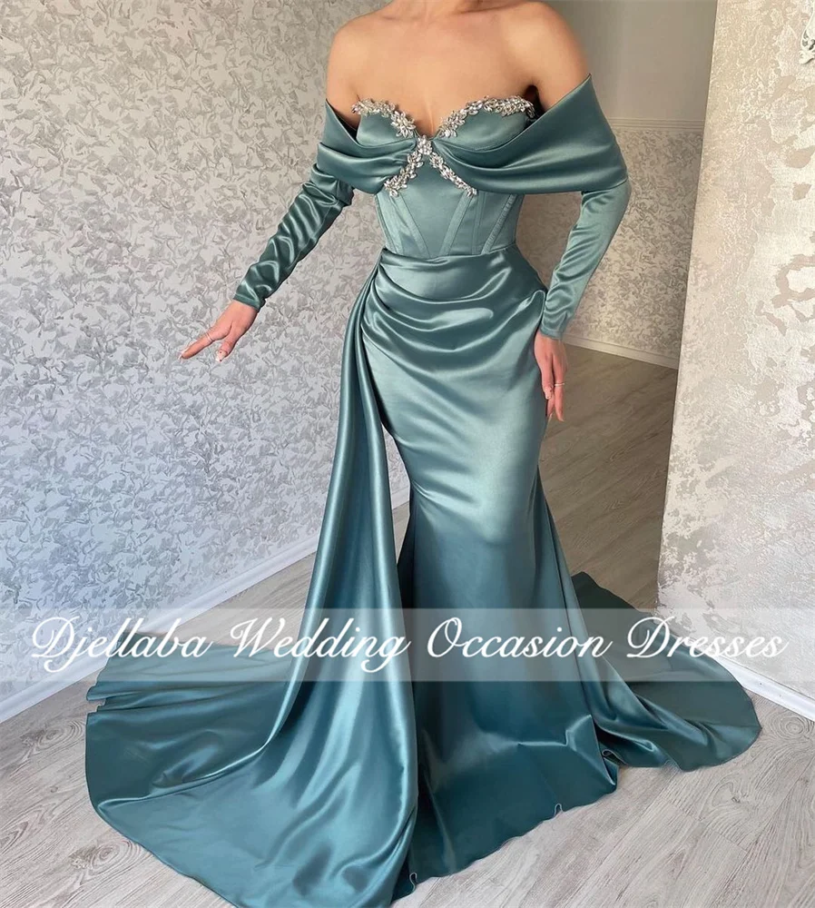 Sexy Satin Off The Shoulder Mermaid Evening Dresses 2022 Shiny Crystals Sweetheart Train Women Party Gowns Robes De Soirée
Sexy Satin Off The Shoulder Mermaid Evening Dresses 2022 Shiny Crystals Sweetheart Train Women Party Gowns Robes De Soirée