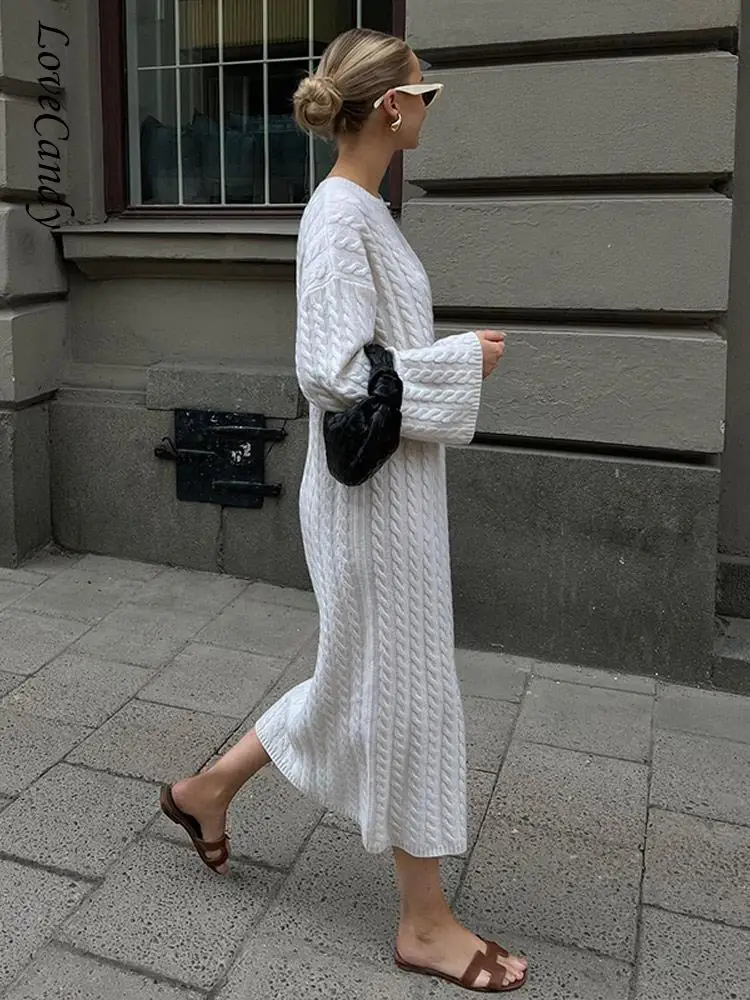 Fashion Solid Color O Neck Knitted Dress For Woman Casual Chic Long Sleeve Long Dresses 2023 Autumn Loose Streetwear Knitwear
Fashion Solid Color O Neck Knitted Dress For Woman Casual Chic Long Sleeve Long Dresses 2023 Autumn Loose Streetwear Knitwear
