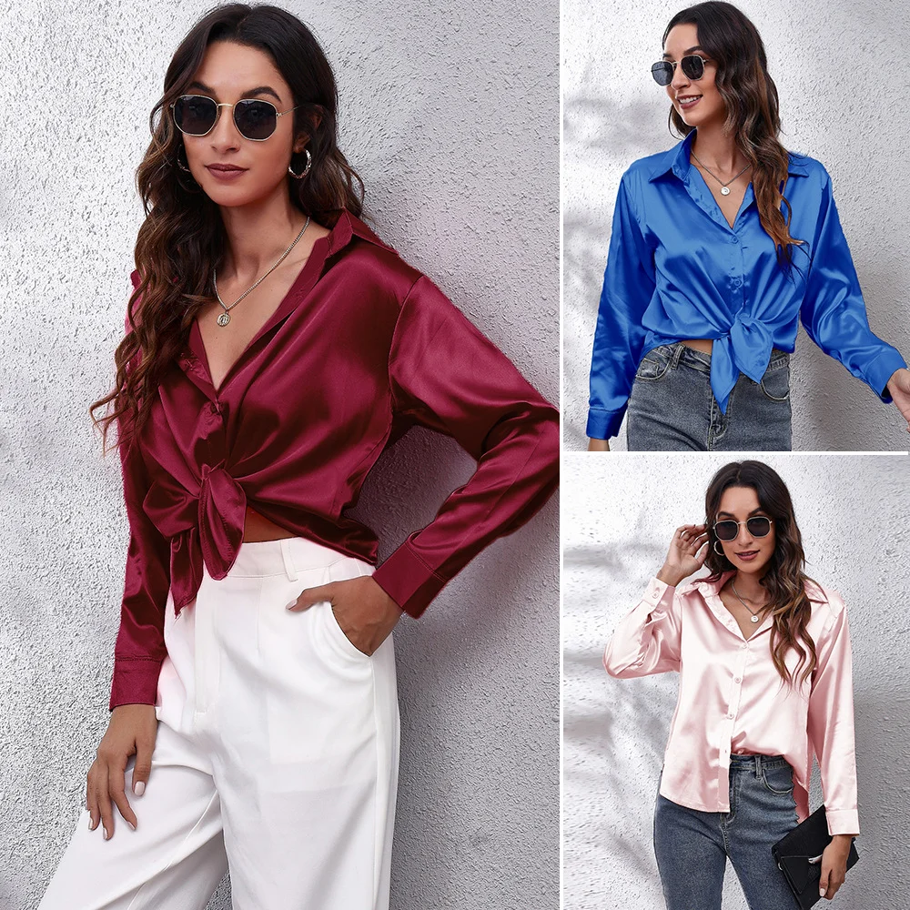 Fashion Vintage Womens Top Satin Imitation Silk Long Sleeve Shirt with Complete Color Range Button Elegant Ladies Street Shirts
Fashion Vintage Womens Top Satin Imitation Silk Long Sleeve Shirt with Complete Color Range Button Elegant Ladies Street Shirts