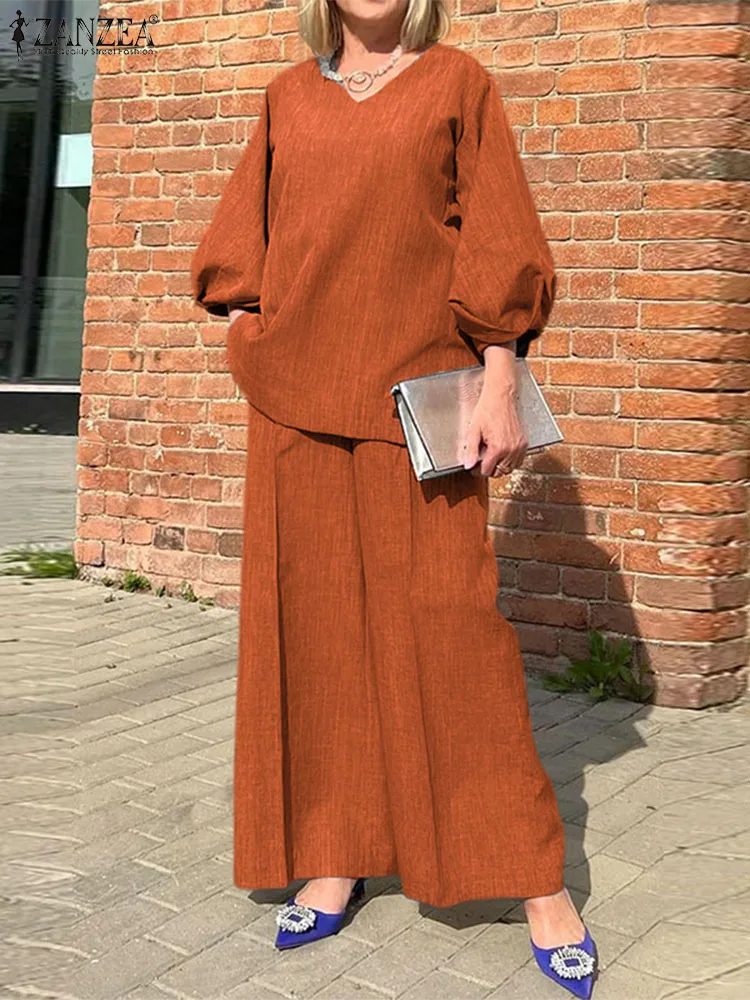 ZANZEA Casual Loose Women Tracksuits Fashion Streetwear Tops and Pants 2pcs Outfits Puff Sleeve Blouse Elastic Wasit Pant Sets
ZANZEA Casual Loose Women Tracksuits Fashion Streetwear Tops and Pants 2pcs Outfits Puff Sleeve Blouse Elastic Wasit Pant Sets