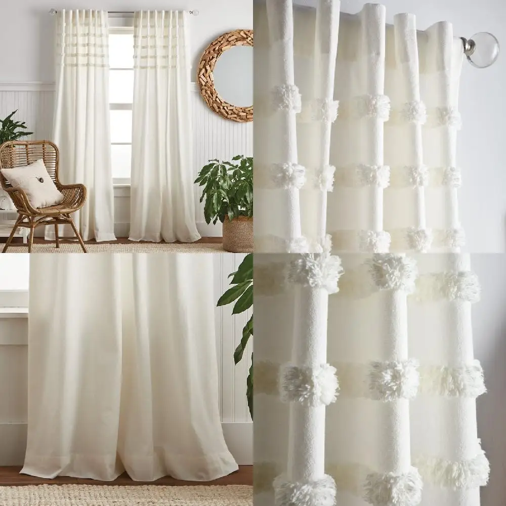 Edge Tufted Indoor Polyester Light Filtering Backtab Curtain Panel Pair , White , 50
Edge Tufted Indoor Polyester Light Filtering Backtab Curtain Panel Pair , White , 50