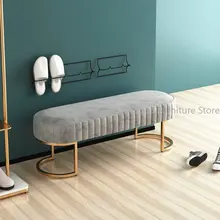 Luxury Shoes Stool Ottoman Pouf Bench Home Door Dress Hotel Bar Cafe Store Long Sofa Rest Stool Velvet Soft Vanity Chair