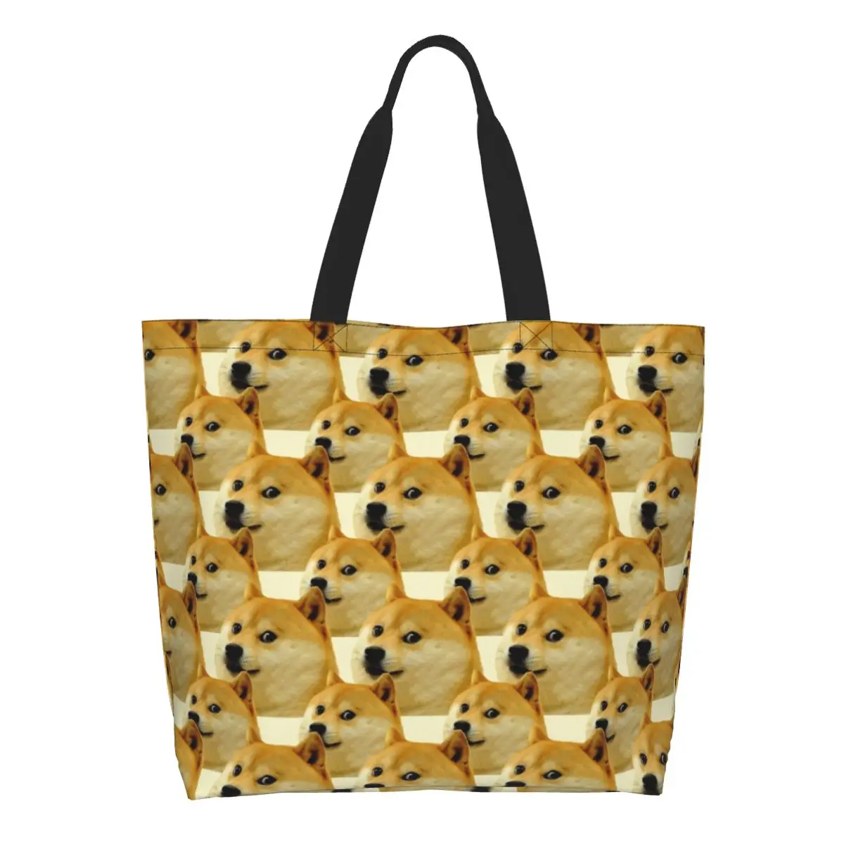 

Kawaii Shiba Inu Doge Cheems Meme Shopping Tote Bags Recycling Canvas Grocery Shopper Shoulder Bag