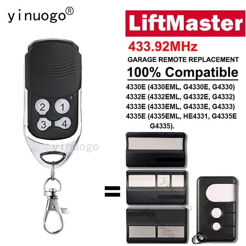 

For LiftMaster 4335E 4330E 4333E 4332E ​1A5477-1 1A5477-3 1A5097 1A5080 Remote Control Garage Door Opener 433.92MHz Rolling Code
