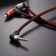 90 Degree 3.5mm 1/8 TRS Male To 2 RCA Male Jack Audio Cable Durable Practical Right Angle AUX Y Splitter Cord for MP3 Amplifier