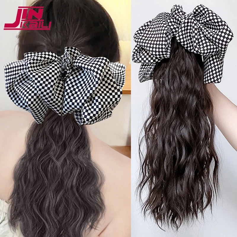 JINKAILI Synthetic Long Curly Claw Clip On Ponytail Hair Extensions Heat Resistant Jaw Clip Pony Tail Hairpiece For Women
JINKAILI Synthetic Long Curly Claw Clip On Ponytail Hair Extensions Heat Resistant Jaw Clip Pony Tail Hairpiece For Women