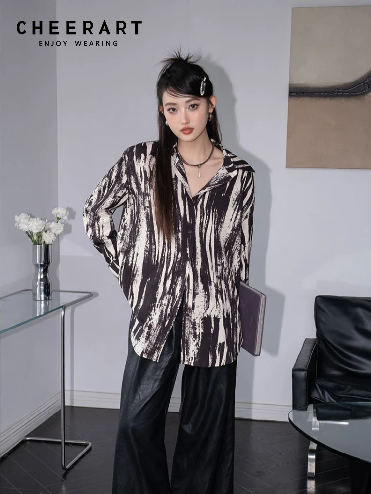 CHEERART Splash-Ink Long Sleeve Button Up Shirt For Women 2023 Collared Oversized Shirt Blouse Fashion Designer Top Clothing
CHEERART Splash-Ink Long Sleeve Button Up Shirt For Women 2023 Collared Oversized Shirt Blouse Fashion Designer Top Clothing