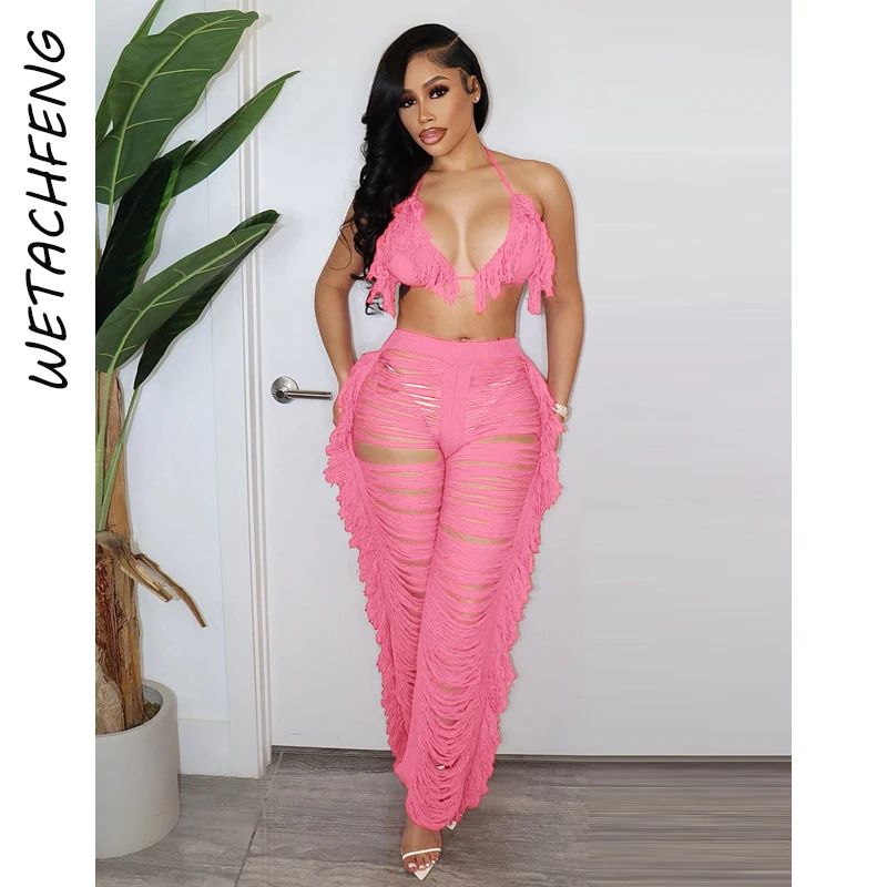 Hollow Out Tassel Halter Backless Bra Top And Pants Two Piece Sets Womens Outfits Summer Sexy Beach Wear Oversized 2 Piece Sets
Hollow Out Tassel Halter Backless Bra Top And Pants Two Piece Sets Womens Outfits Summer Sexy Beach Wear Oversized 2 Piece Sets