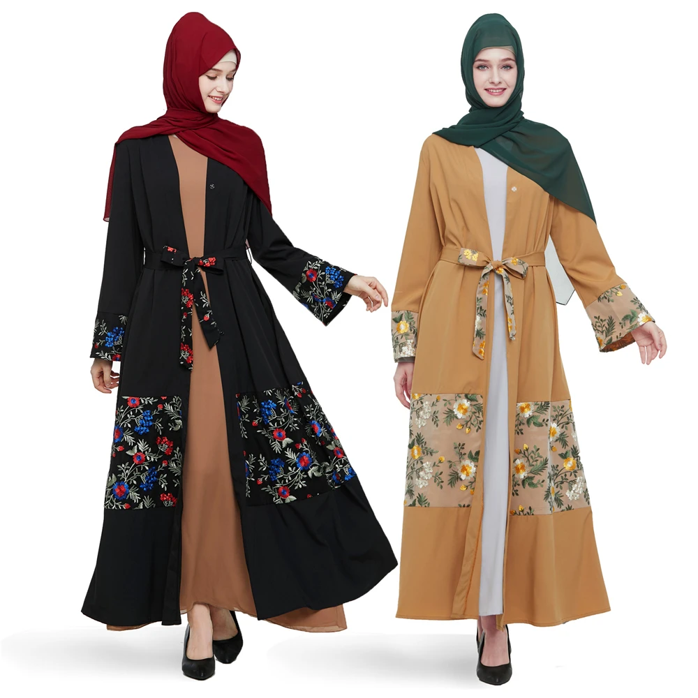 

Ramadan Arab Embroidery Hijab Open Abaya Dubai Turkey Kaftan Women Muslim Dress Kimono Cardigan Robe Jilbab Eid Islamic Clothing