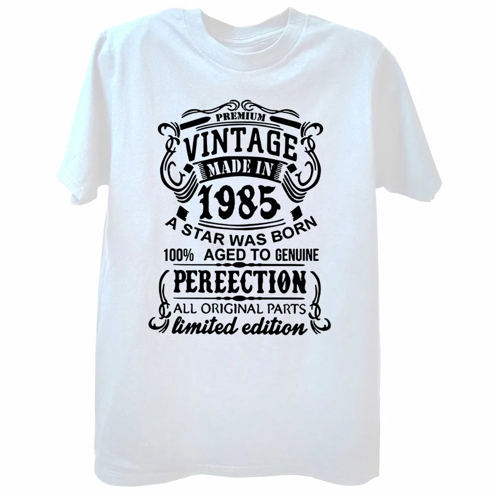 

Vintage 1985 Aged to Perfection T Shirts Graphic Cotton Streetwear Short Sleeve Original Parts Retro Birthday Gift T-shirt
