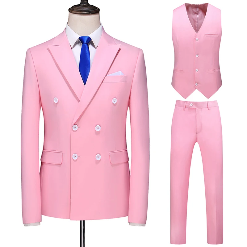 ( Blazer + Vest + Pants ) Groom Wedding Dress Solid Color Double-breasted Suit Three-piece Suit Formal Business Mans Slim Suit
( Blazer + Vest + Pants ) Groom Wedding Dress Solid Color Double-breasted Suit Three-piece Suit Formal Business Mans Slim Suit
