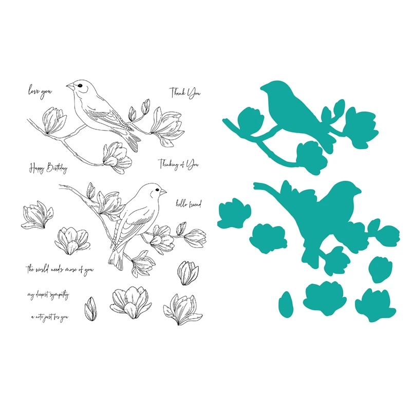 May 2023 New Birds and Magnolias Clear Stamps and Cutting Dies for Scrapbooking Paper Making Frame Card Craft
May 2023 New Birds and Magnolias Clear Stamps and Cutting Dies for Scrapbooking Paper Making Frame Card Craft