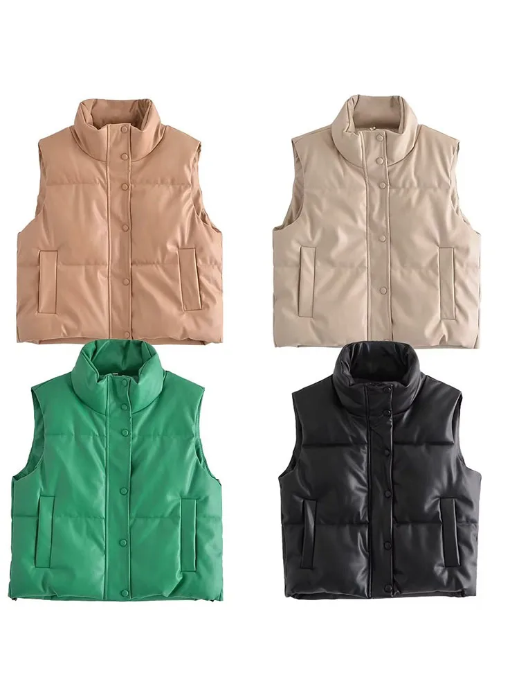 Women 2022 Fashion Thick Warm Faux Leather cotton Waistcoat Vintage Sleeveless Stand collar zipper Female Outerwear Chic Veste
Women 2022 Fashion Thick Warm Faux Leather cotton Waistcoat Vintage Sleeveless Stand collar zipper Female Outerwear Chic Veste