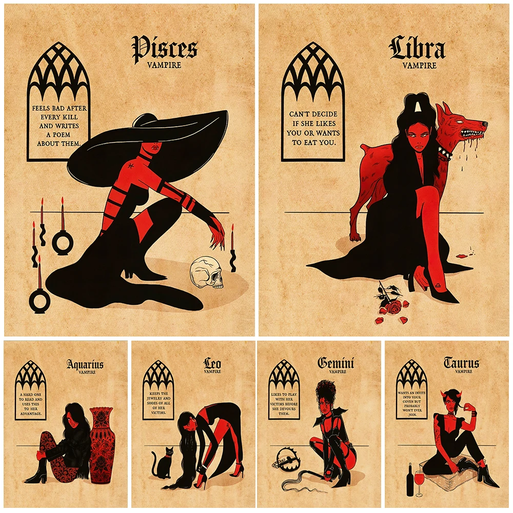 Vampire Enchantress And Constellation Vintage Wall Art Canvas Painting Secrets Of The Zodiac Art Poster And Print Decor Unframed
Vampire Enchantress And Constellation Vintage Wall Art Canvas Painting Secrets Of The Zodiac Art Poster And Print Decor Unframed