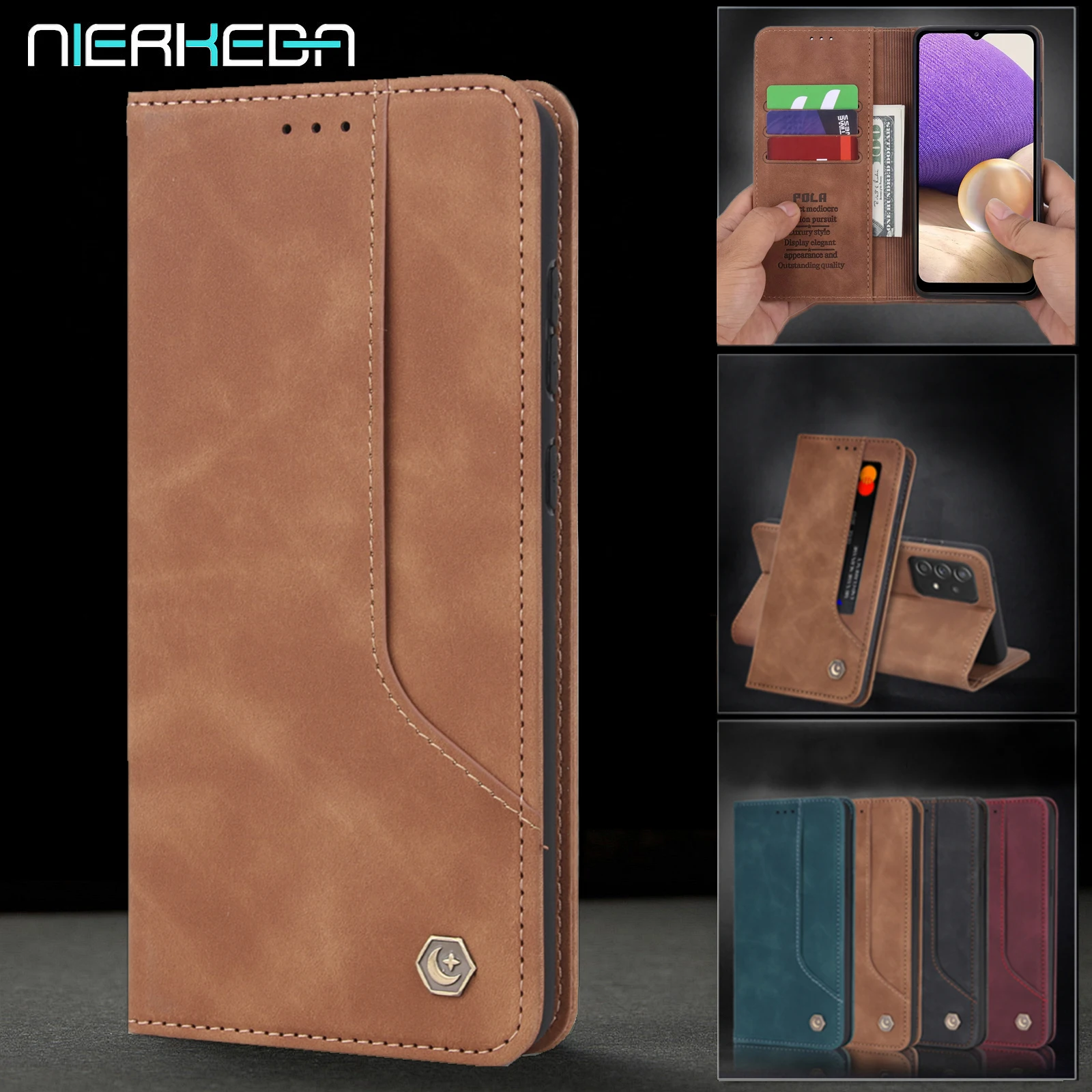 

Leather Wallet Case for Samsung Galaxy A10 A20 E A30 A40 A50 A70 S A10E A20E A50S A70S A30S A20S A10S Magnetic Flip Phone Cover