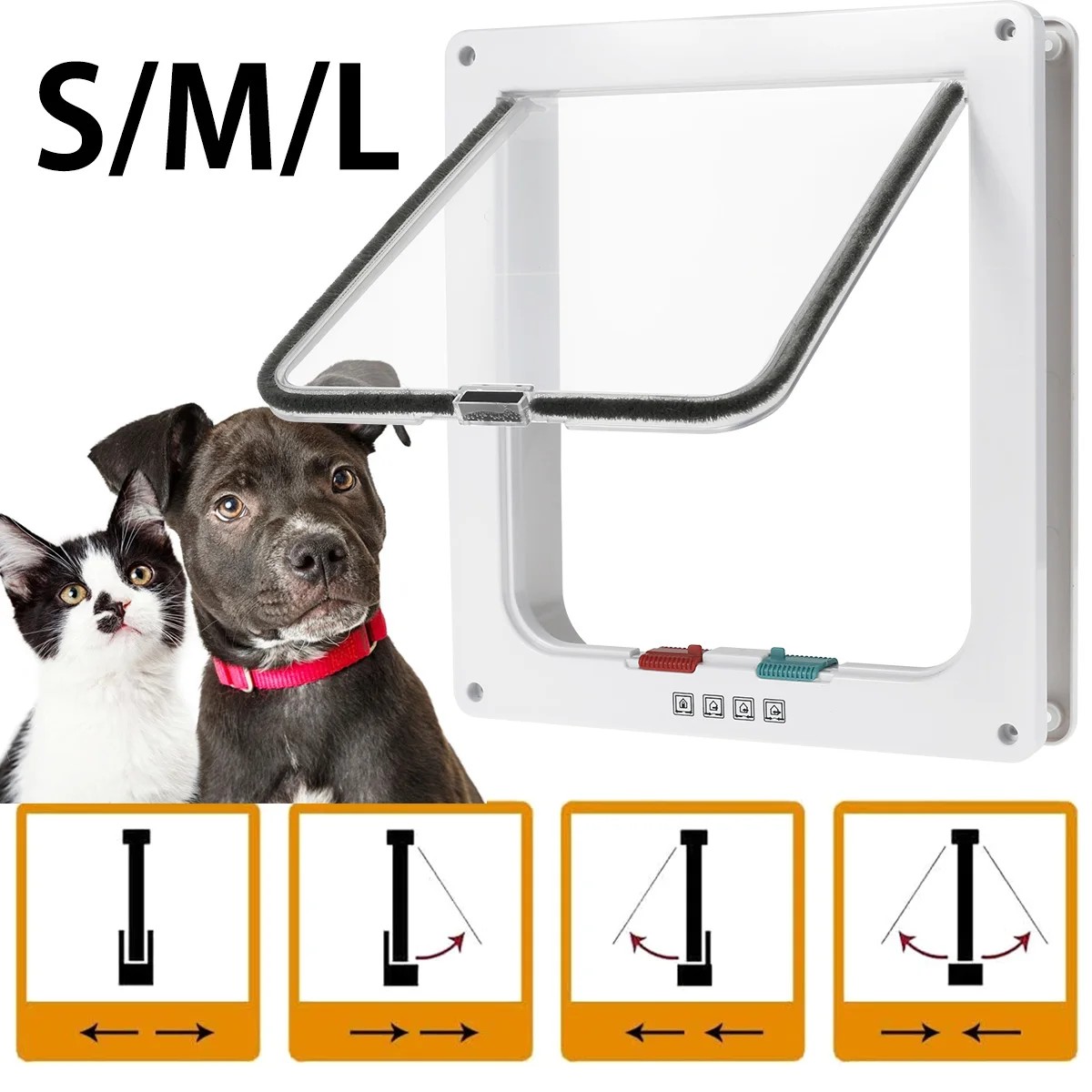 Cat Dog Flap Door with 4 Way Security Lock Flap Door for Dog Cats Kitten ABS Plastic Small Pet Gate Door Kit Cat Dogs Flap Doors
Cat Dog Flap Door with 4 Way Security Lock Flap Door for Dog Cats Kitten ABS Plastic Small Pet Gate Door Kit Cat Dogs Flap Doors