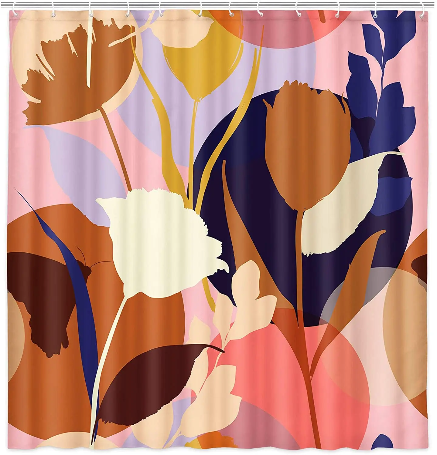 Floral Fabric Shower Curtain Silhouette Abstract Leaves and Botanical Flowers with Hooks Colorful and Bright Bathroom Curtains
Floral Fabric Shower Curtain Silhouette Abstract Leaves and Botanical Flowers with Hooks Colorful and Bright Bathroom Curtains