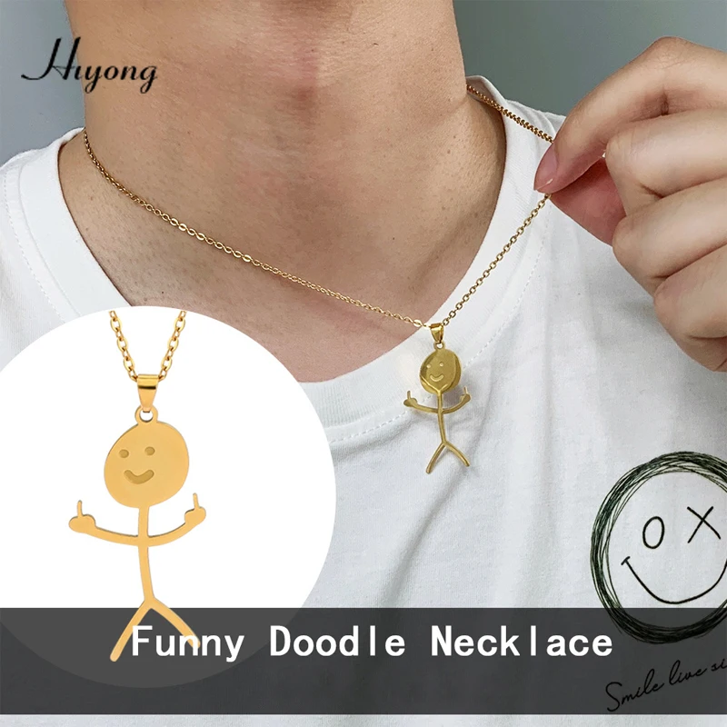 2022 New Funny Doodle Necklace Earring Stainless Steel Middle Finger Stickman Pendant Neckalce Hip Hop LInk Chain Jewelry Gift
2022 New Funny Doodle Necklace Earring Stainless Steel Middle Finger Stickman Pendant Neckalce Hip Hop LInk Chain Jewelry Gift