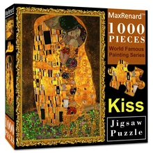 MaxRend Jigsaw Puzzle 1000 Pieces for Adult Fine Artwork Klimt The Kiss Environmentally Friendly Paper Christmas Gift Toy