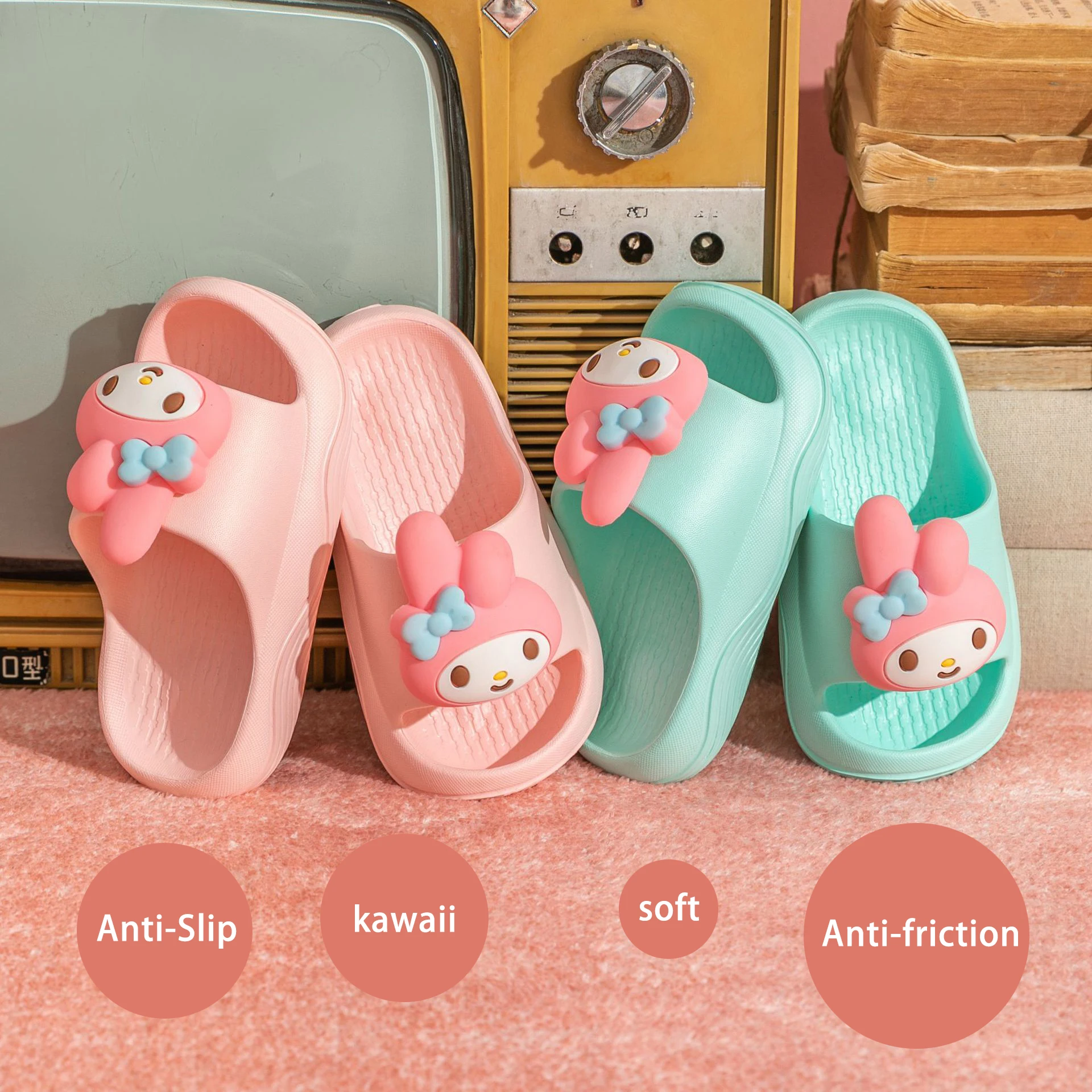 Шлепанцы Sanrio Детские с рисунком Hello Kitty, Нескользящие, Эва, домашняя обувь для девочек, летние Тапочки для ванной
Шлепанцы Sanrio Детские с рисунком Hello Kitty, Нескользящие, Эва, домашняя обувь для девочек, летние Тапочки для ванной