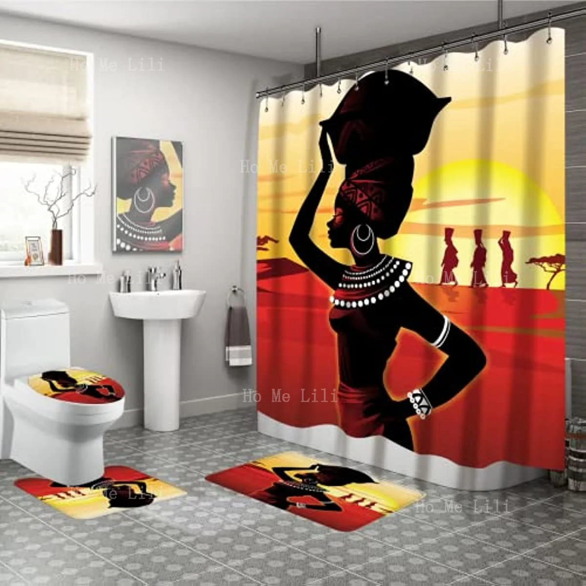 African Girl Shower Curtain Set Non Slip Carpet Toilet Cover And Bath Rug Ancient Egyptian Waterproof
African Girl Shower Curtain Set Non Slip Carpet Toilet Cover And Bath Rug Ancient Egyptian Waterproof