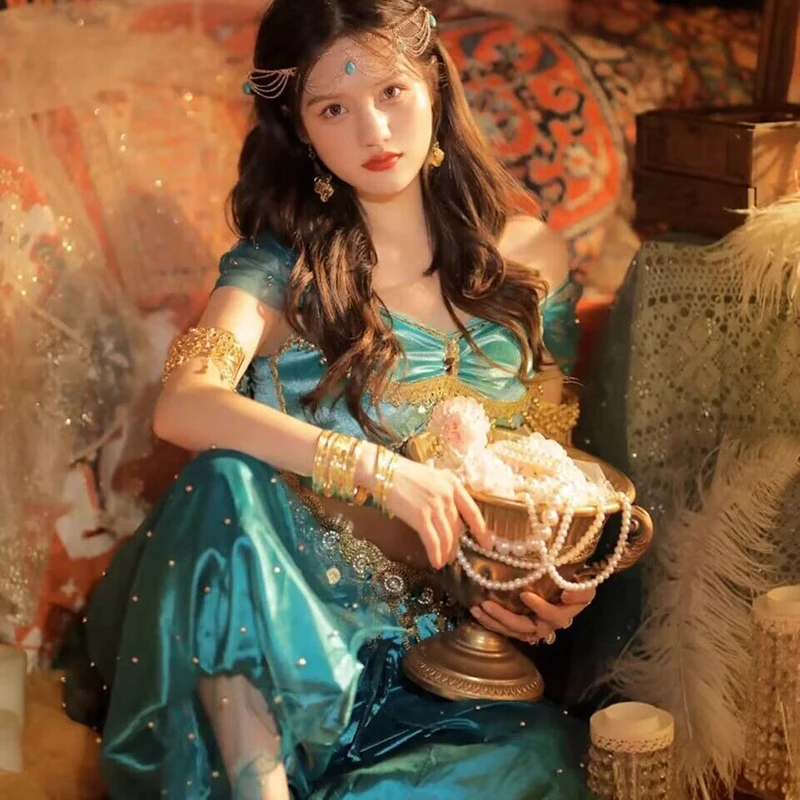 Large Size Indian Belly Dance Dress Women Carnival Princess Cosplay Costume Travel Photograph Party Outfit Hanfu Dress Blue Sets
Large Size Indian Belly Dance Dress Women Carnival Princess Cosplay Costume Travel Photograph Party Outfit Hanfu Dress Blue Sets
