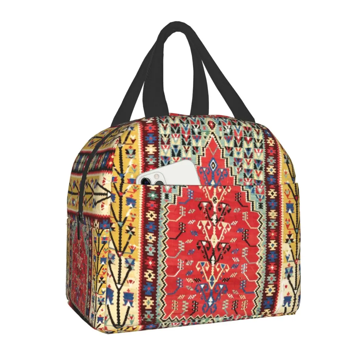 

Богемная Геометрическая изолированная сумка для обеда с принтом Kilim, портативный термоконтейнер, турецкий персидский этнический Ланч-бокс для женщин и детей