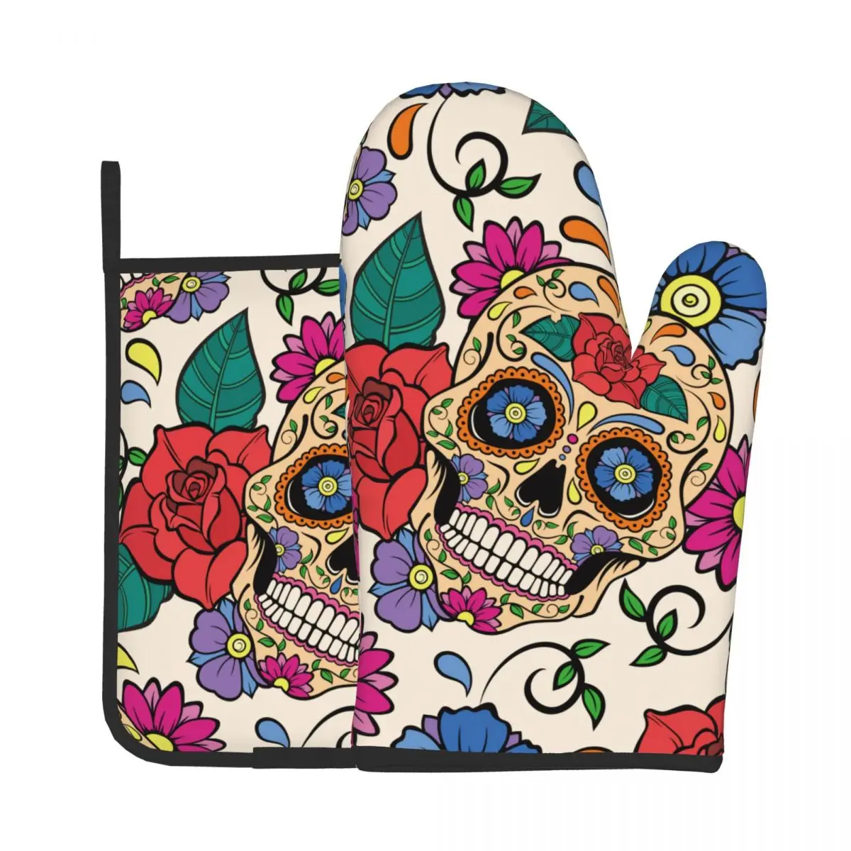 Sugar Skull Rose Mexican Skeleton Potholder Kitchen Baking Oven Cooking Gloves Mat Day of the Dead Halloween Oven Mitts
Sugar Skull Rose Mexican Skeleton Potholder Kitchen Baking Oven Cooking Gloves Mat Day of the Dead Halloween Oven Mitts