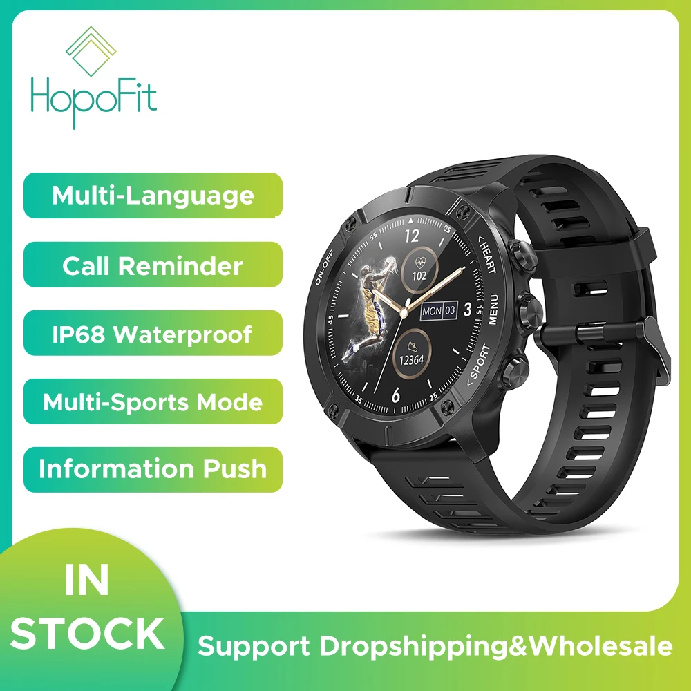 

Мужские умные часы HopoFit MC01, монитор сердечного ритма, напоминание о вызове, спортивный фитнес-трекер, IP68, водонепроницаемые умные часы для ...
