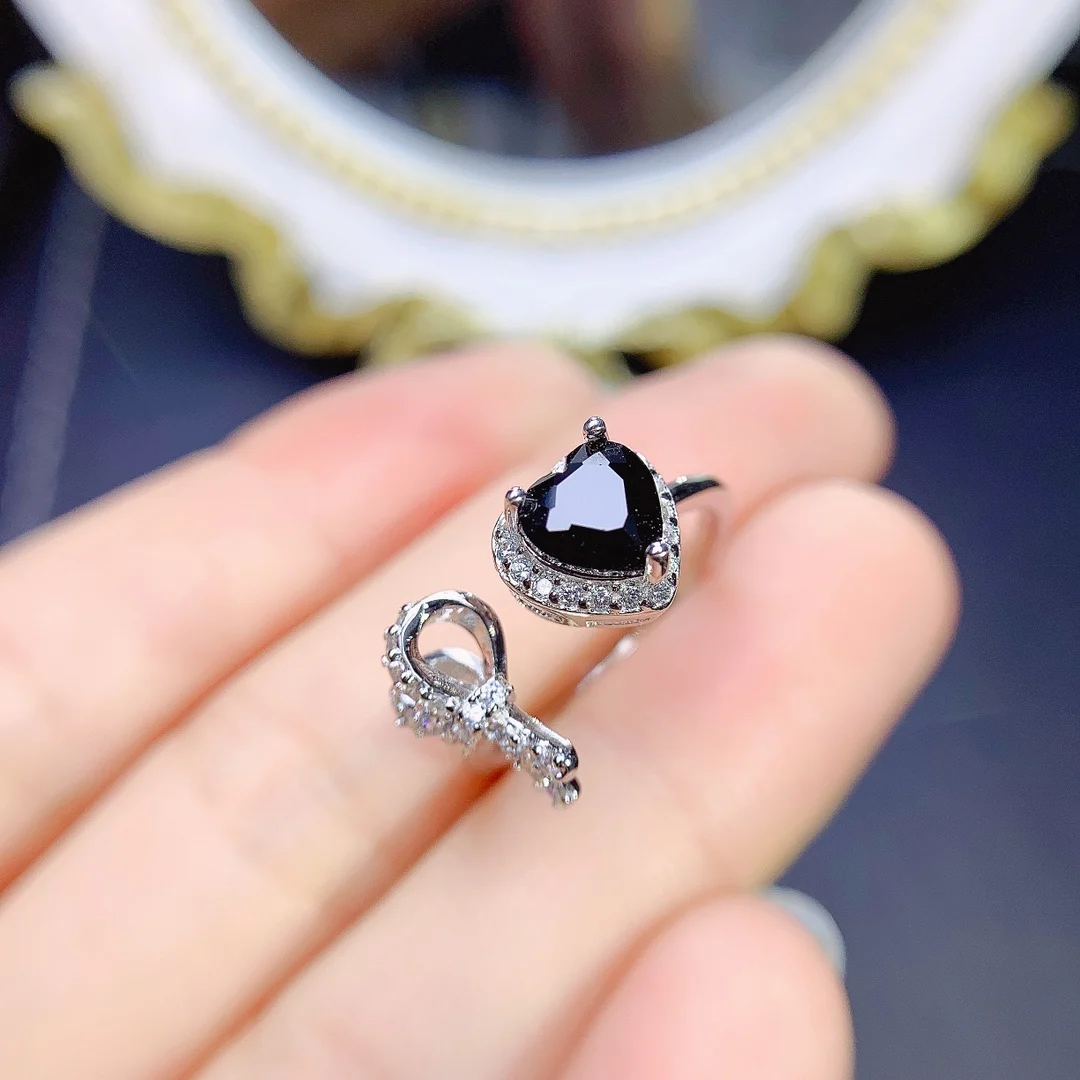 925 Silver Black Crystal Diamond Ring Open Size Finger Rings for Women wedding black romance Valentine's Fine Jewelry Gift
925 Silver Black Crystal Diamond Ring Open Size Finger Rings for Women wedding black romance Valentine's Fine Jewelry Gift