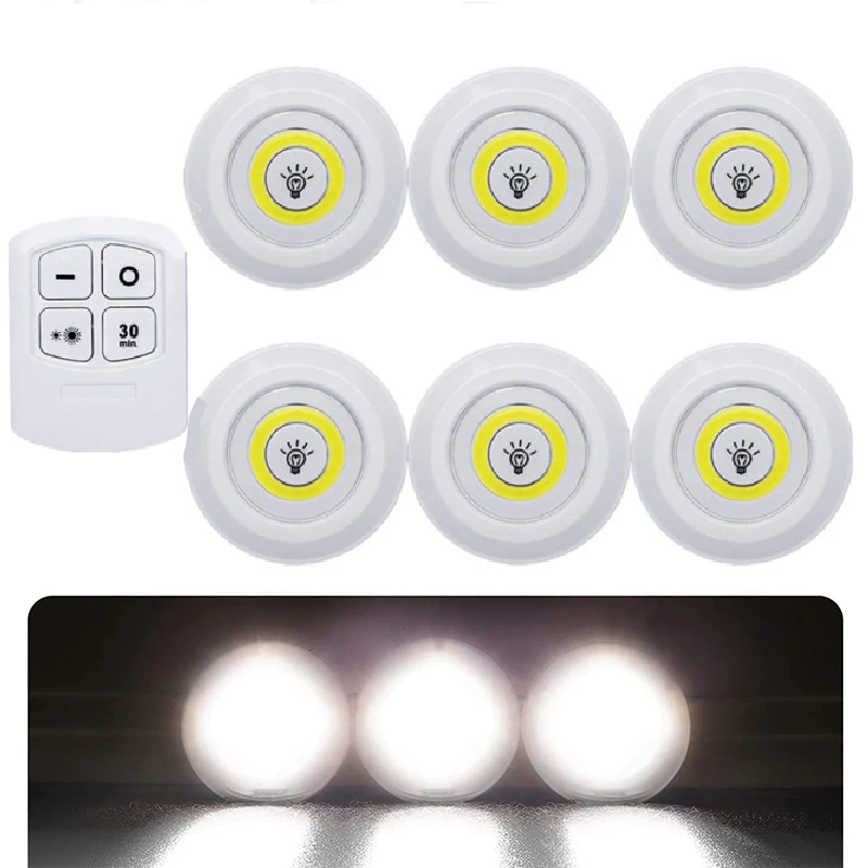 

ZK20 Dimmable 3W COB Under Cabinet Lamp LED Night Light Remote Control Wardrobe Light Switch Push Button for Stairs Kitchen