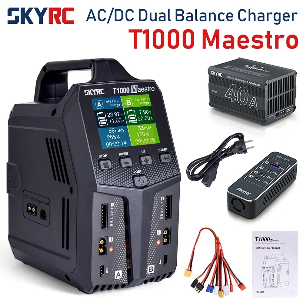 

SKYRC T1000 Maestro Charger SK-100182 Lipo Battery Balance Charger BD350 Discharger AC/DC 1-6S LiFe NiMH NiCd Battery Charger