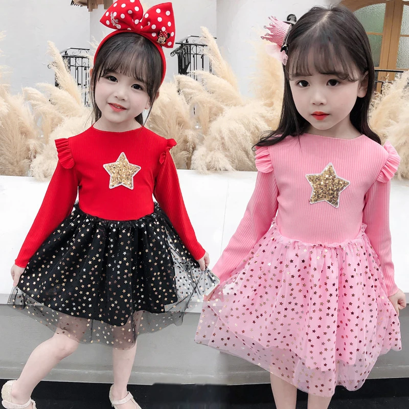 1-6 Years Baby Girls Dress Birthday Party Star Sequin Mesh Princess Dress For Girl Spring Long Sleeve Knitted Dress Kids Clothes
1-6 Years Baby Girls Dress Birthday Party Star Sequin Mesh Princess Dress For Girl Spring Long Sleeve Knitted Dress Kids Clothes