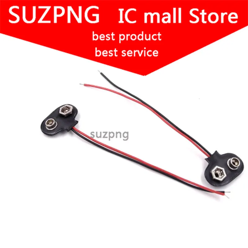 

10Pcs 10cm 15cm Black Red Cable Connection 9V Battery Clips Connector Buckle