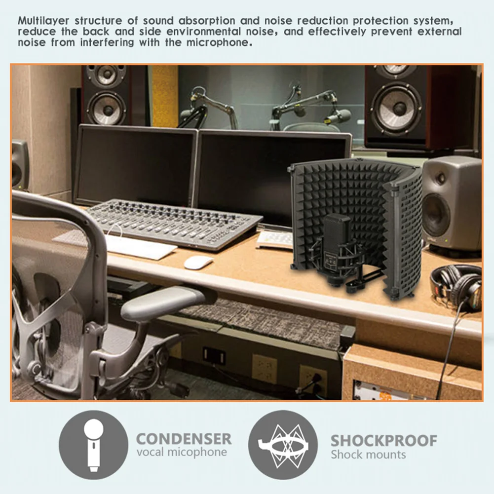 Adjustable Angle Microphone Isolation Shield Filter Wind Screen Panel Foldable Recording Equipment Live Broadcast Cover ABS
Adjustable Angle Microphone Isolation Shield Filter Wind Screen Panel Foldable Recording Equipment Live Broadcast Cover ABS