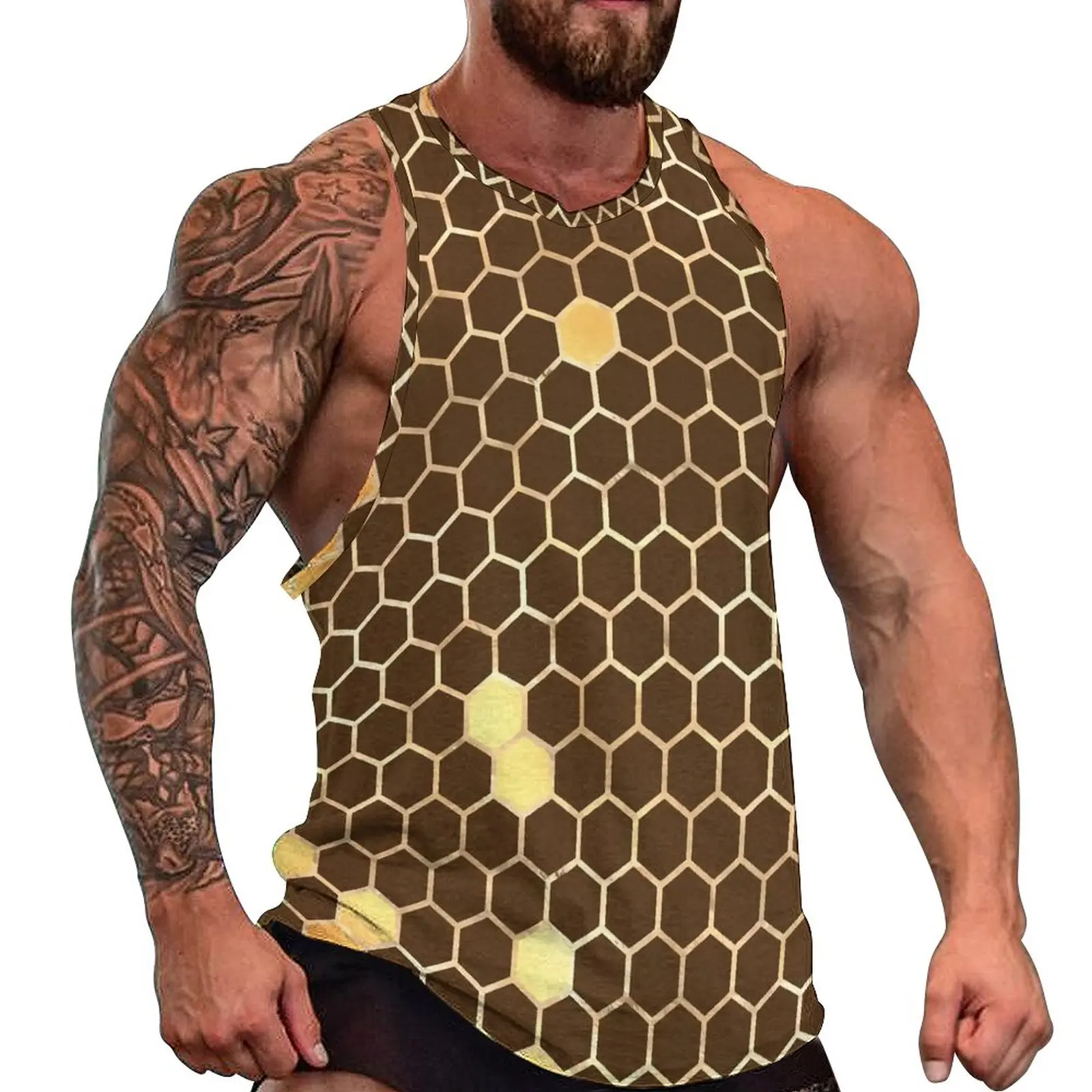Honey Bee Hives Tank Top Mens Geometric Print Streetwear Tops Daily Training Pattern Sleeveless Vests Large Size
Honey Bee Hives Tank Top Mens Geometric Print Streetwear Tops Daily Training Pattern Sleeveless Vests Large Size