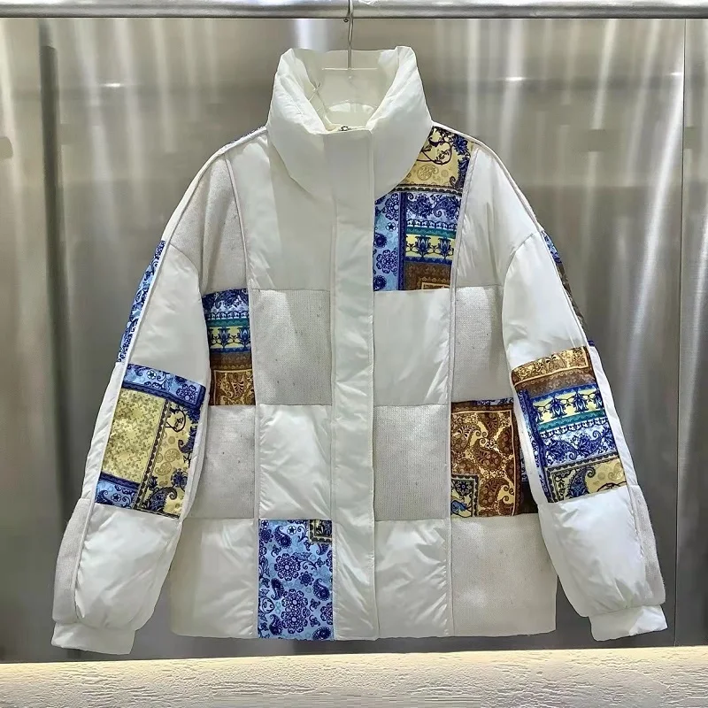 Top Quality New 2022 Winter Coat Outerwear Women Turtleneck Vintage Print Patchwork Long Sleeve Casual Warm Thick Down Coats
Top Quality New 2022 Winter Coat Outerwear Women Turtleneck Vintage Print Patchwork Long Sleeve Casual Warm Thick Down Coats