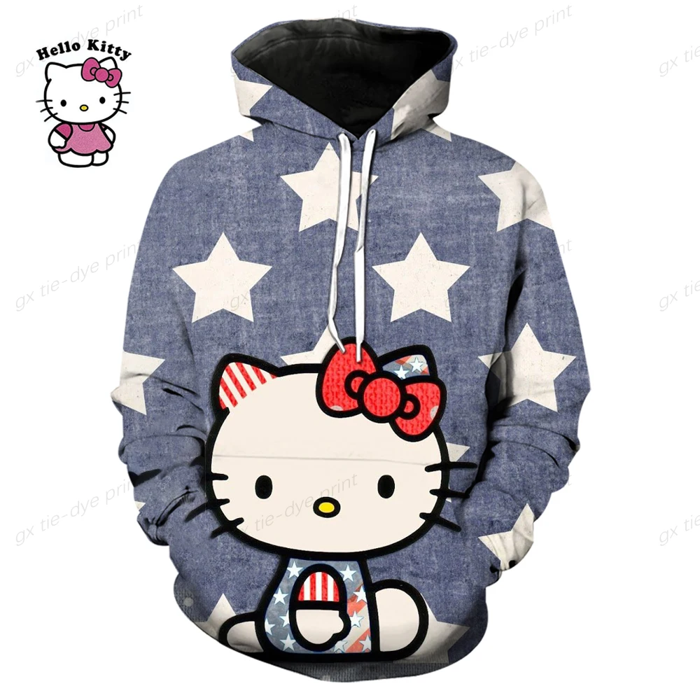 Женская толстовка с капюшоном Hello Kitty, с длинным рукавом 
Женская толстовка с капюшоном Hello Kitty, с длинным рукавом