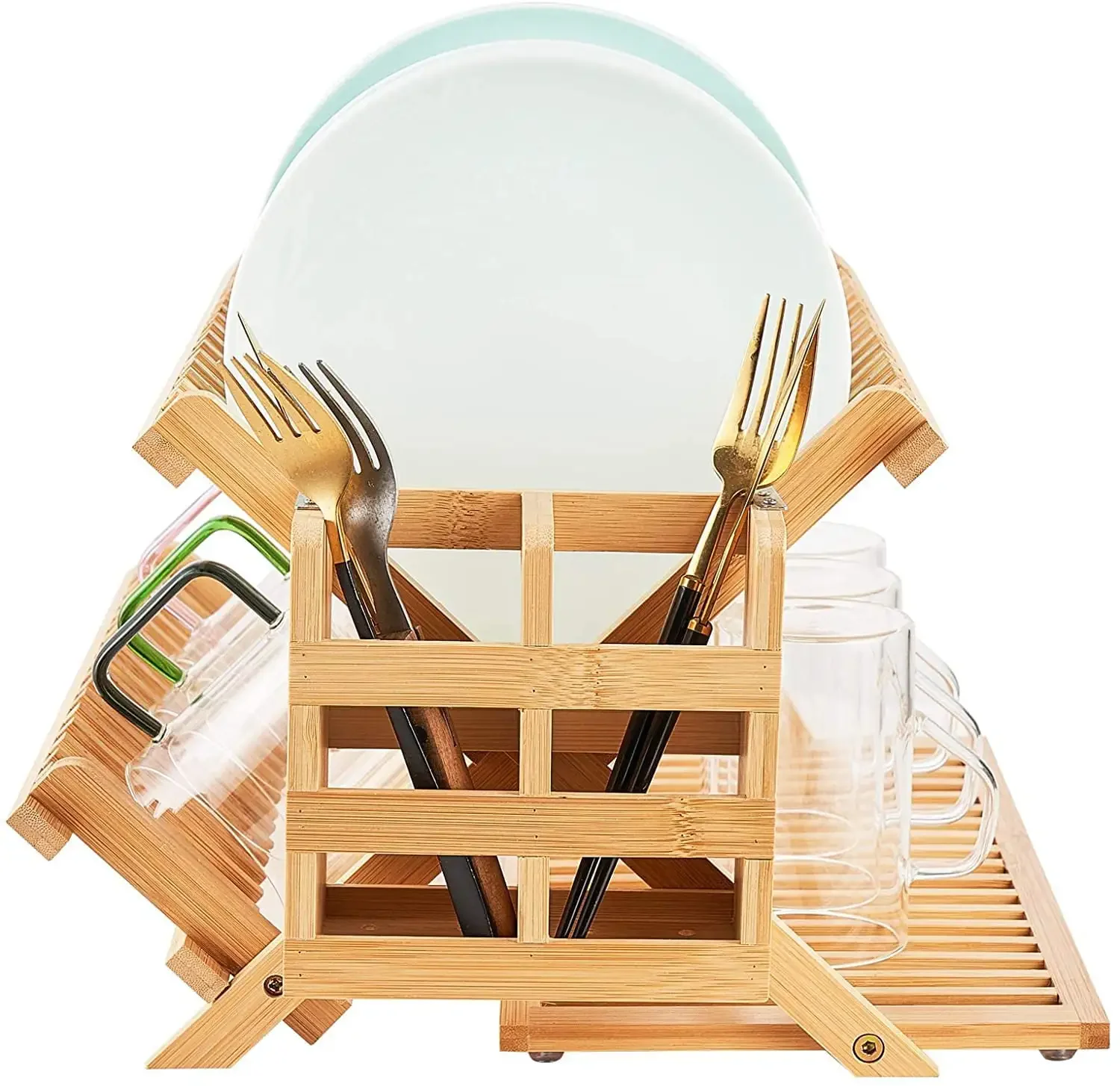 Bamboo Dish Drying Rack,3 Tier Collapsible Dish Rack with Utensil Holder,Dish Drainer
Bamboo Dish Drying Rack,3 Tier Collapsible Dish Rack with Utensil Holder,Dish Drainer